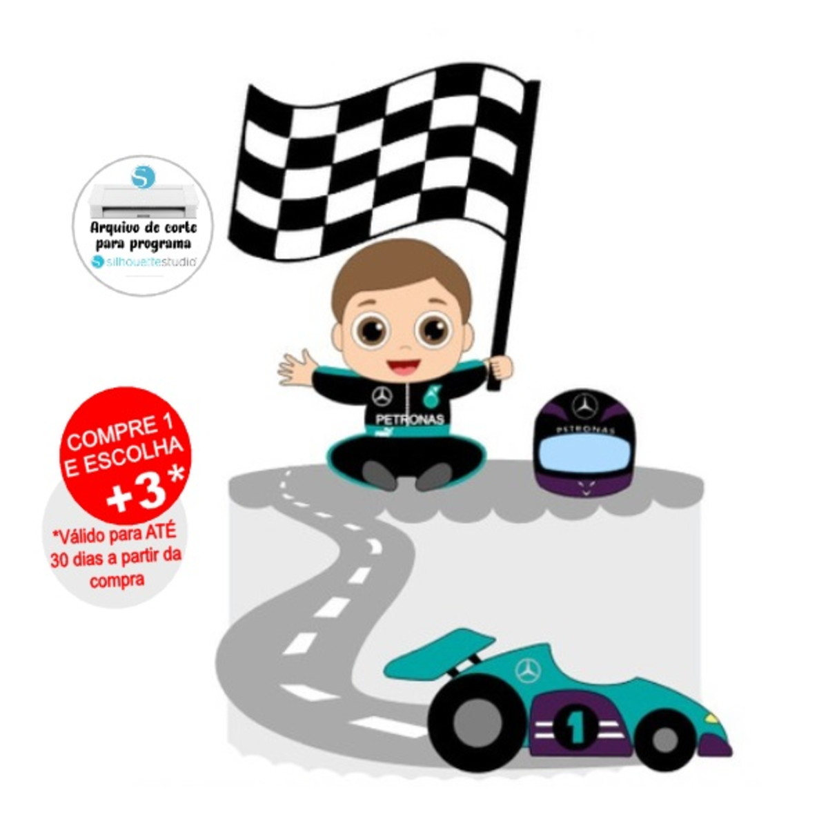 Arquivo de Corte Topo de Bolo Formula 1 bebê