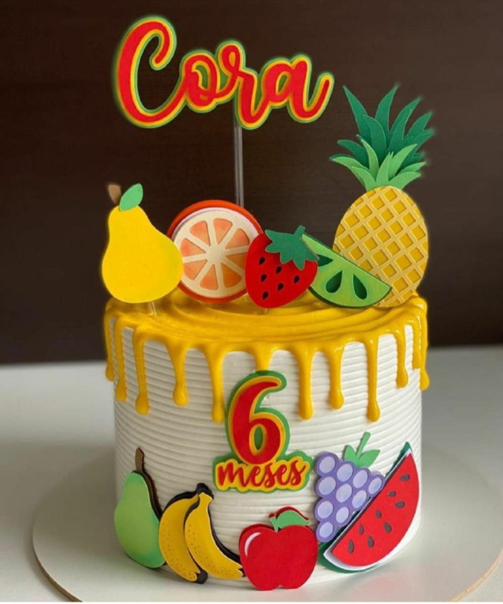 Studio/pdf Arquivo de Corte Topo de Bolo Frutinhas - Imagem 2