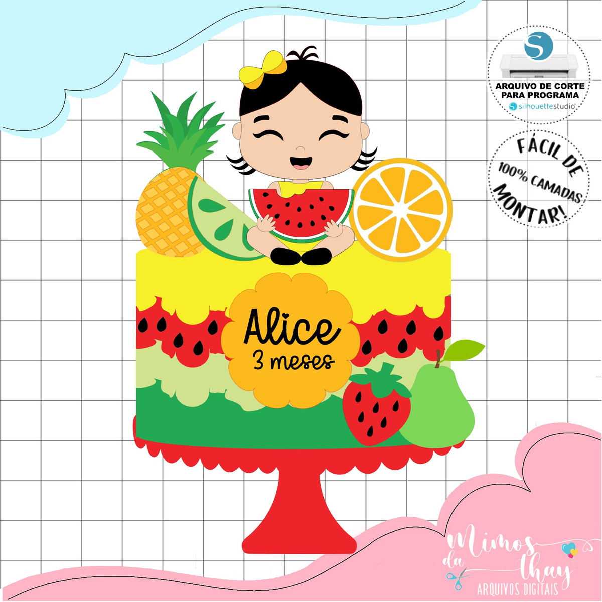 Arquivo de Corte: Topo de Bolo Frutinhas e Magali Baby 009