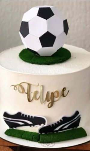 Arquivo de Corte Topo de Bolo Futebol Bola 3D - Studio/PDF