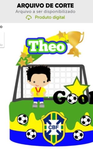 Arquivo de Corte Topo de Bolo Futebol Menino