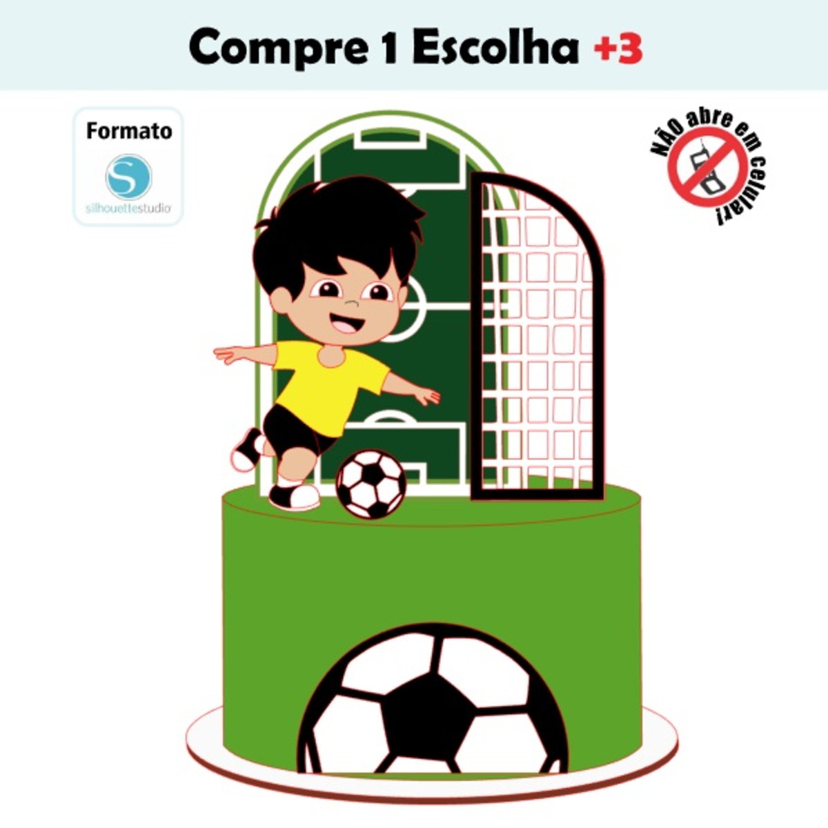 Arquivo de Corte Topo de Bolo Futebol Menino
