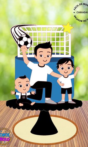 Arquivo de Corte Topo de Bolo Futebol Pai e Filho Camadas