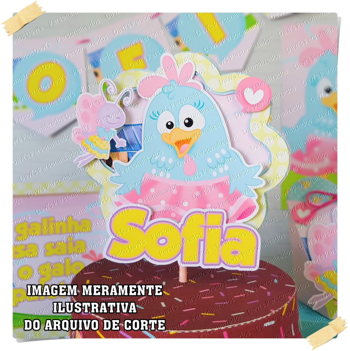 ARQUIVO DE CORTE TOPO DE BOLO GALINHA PINTADINHA CANDY #2