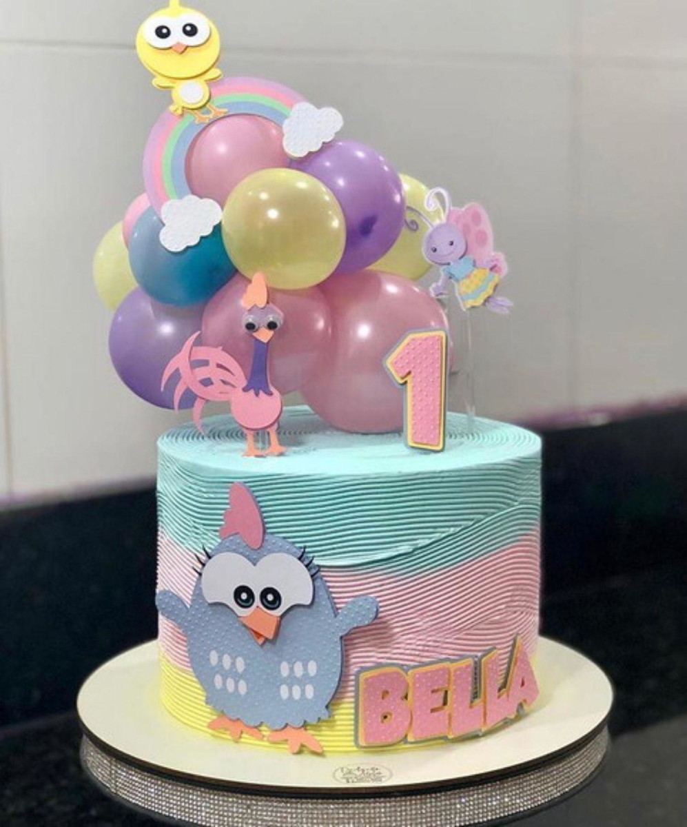 Arquivo de Corte Topo de Bolo Galinha Pintadinha Rosa Studio