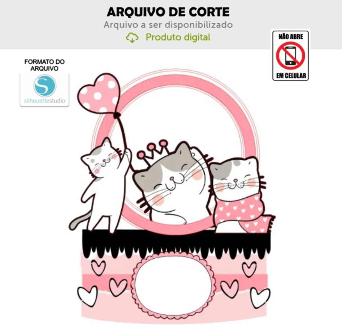 Arquivo de Corte Topo de Bolo Gatinhos