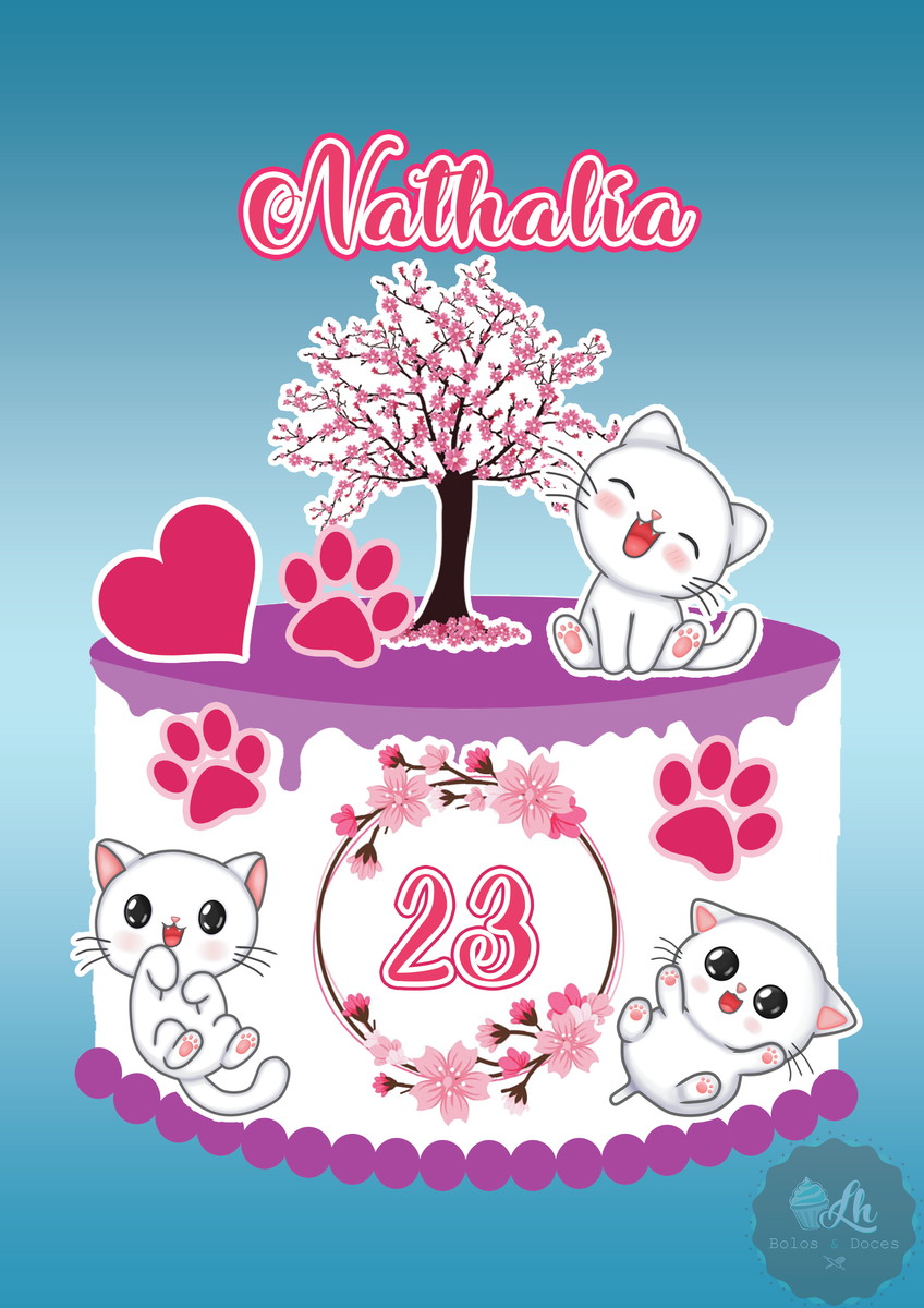 Arquivo Digital Topo de Bolo Gatos #2 Pdf/jpg