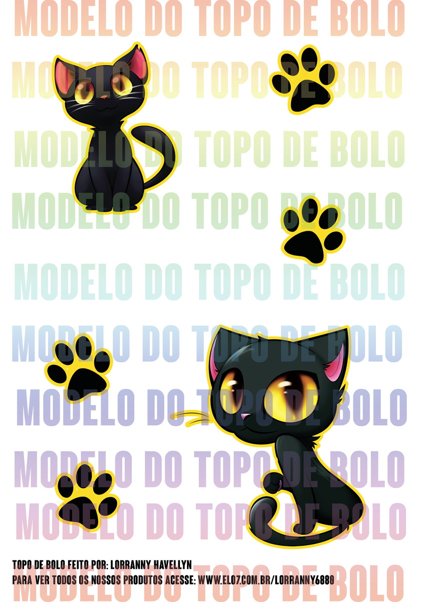 Arquivo Digital Topo de Bolo Gatos #3 Pdf/jpg - Imagem 2