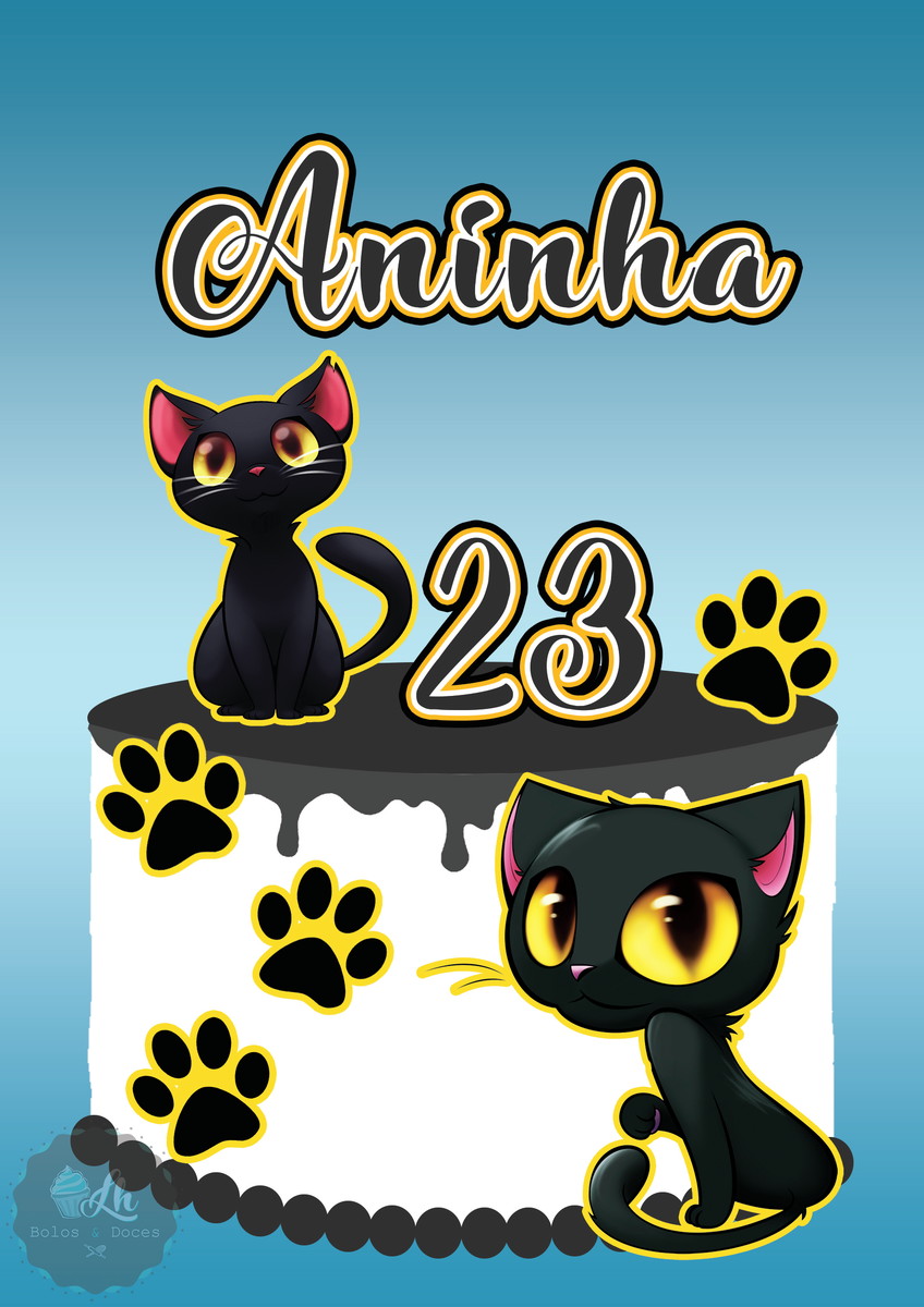 Arquivo Digital Topo de Bolo Gatos #3 Pdf/jpg