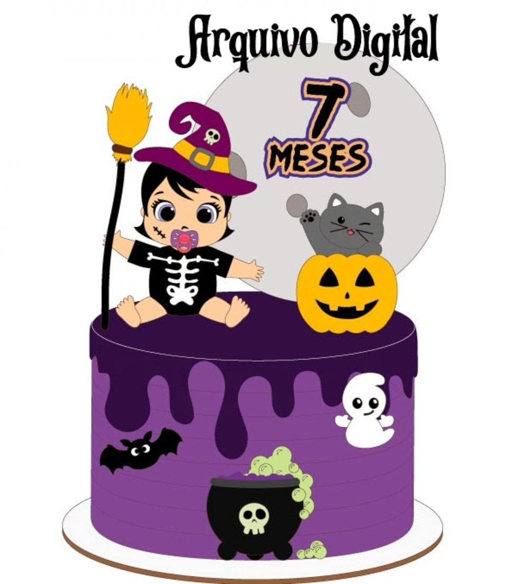 Arquivo de Corte: Topo de Bolo Halloween Bebê (camadas)