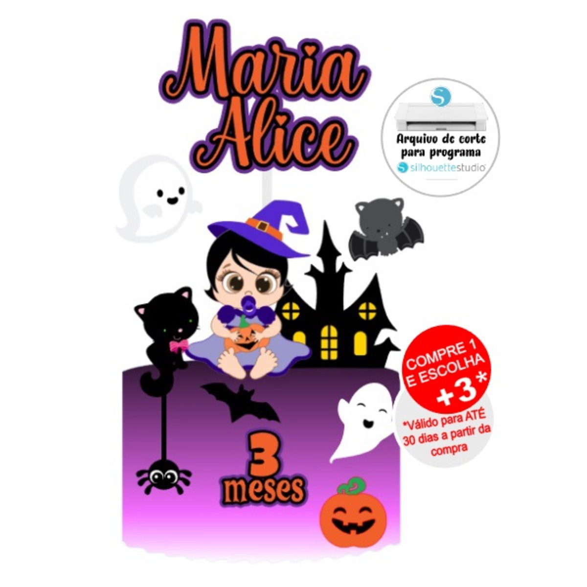 Arquivo De Corte Topo De Bolo Halloween Bruxinha Bebê