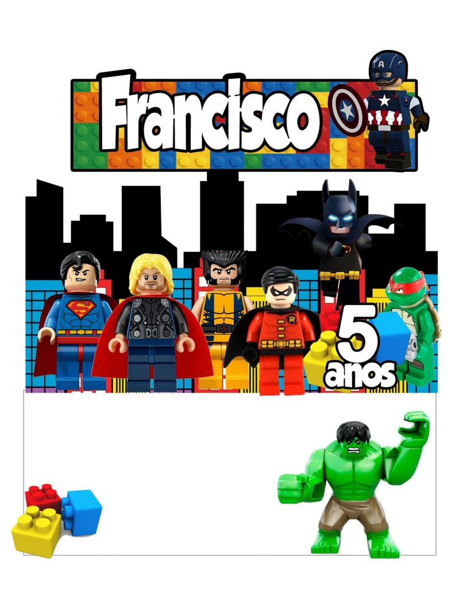 Arquivo de Corte Topo de Bolo Herois Lego
