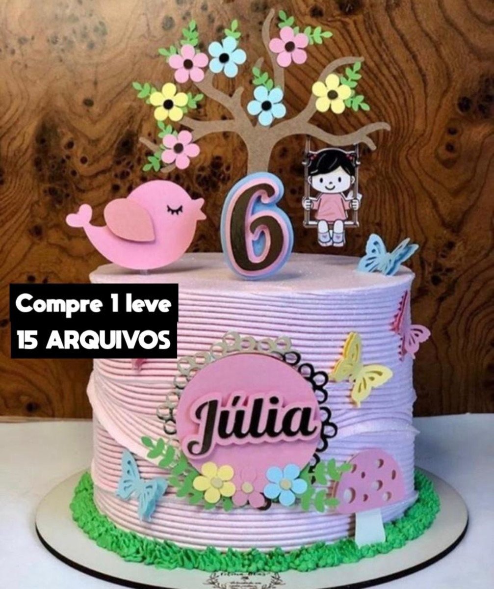 Arquivo de Corte Topo de Bolo Jardim/menina no Balanço
