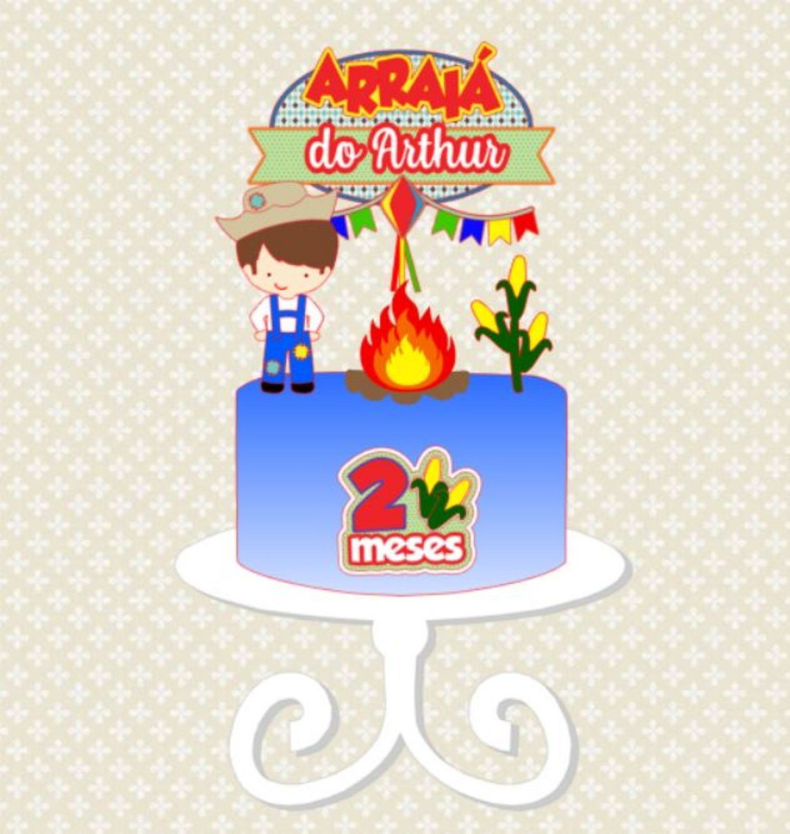 Arquivo de Corte Topo de Bolo Junino Arraiá Menino #14138