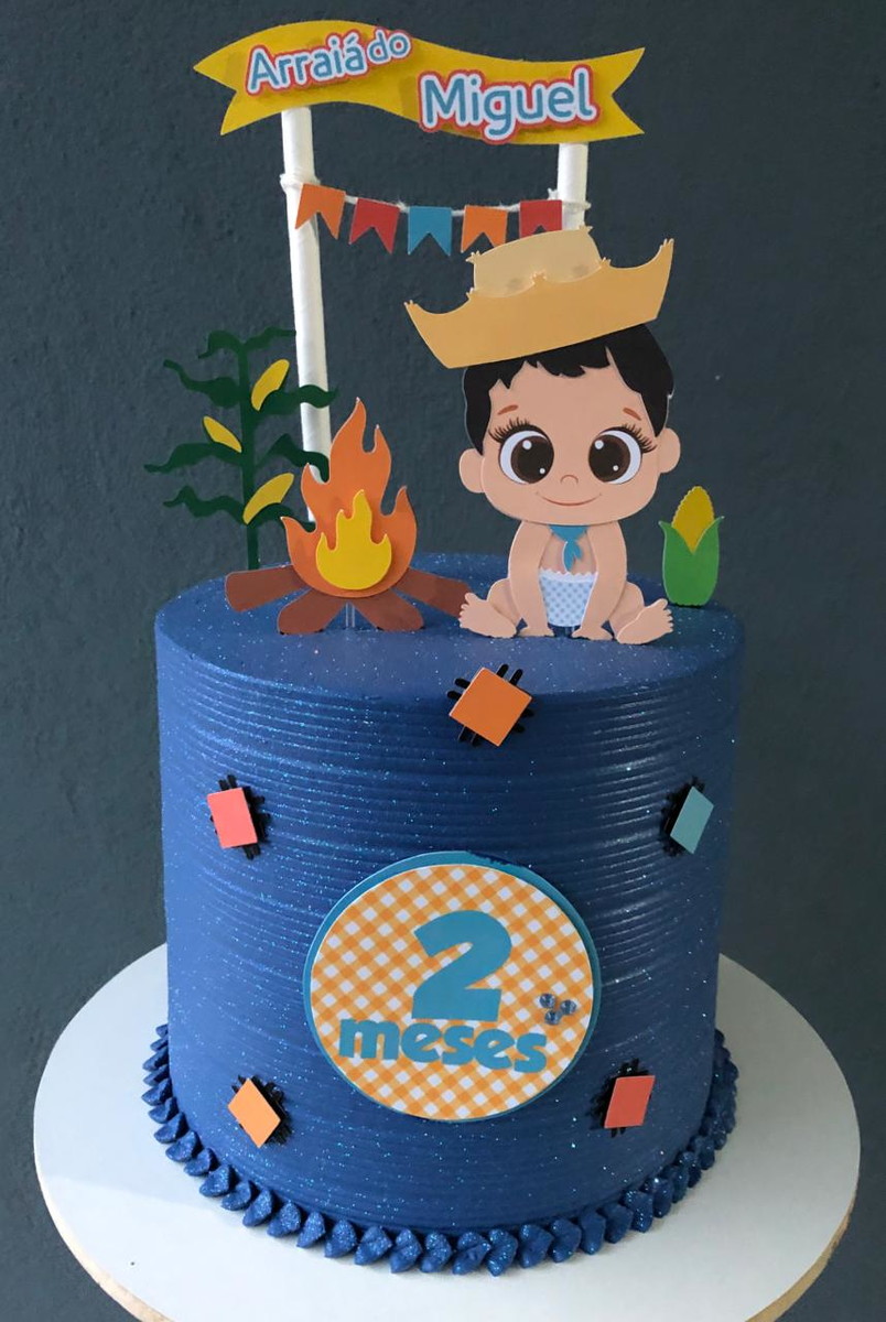 ARQUIVO DE CORTE Topo de Bolo - Junino Baby Menino - Imagem 2