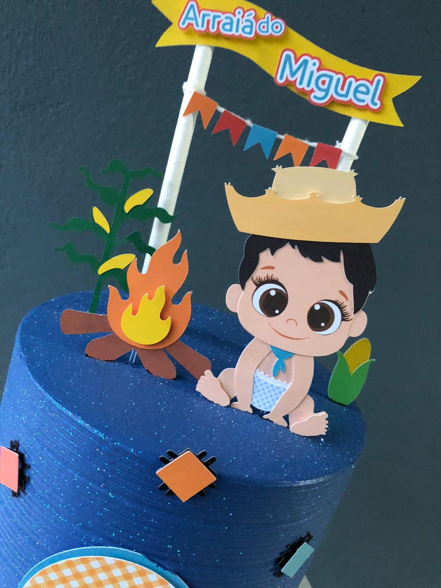 ARQUIVO DE CORTE Topo de Bolo - Junino Baby Menino