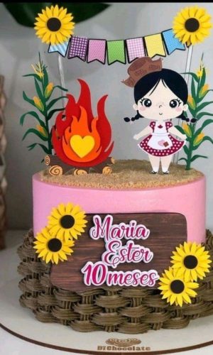 ARQUIVO DE CORTE TOPO DE BOLO JUNINO MENINA CAMADAS #2395