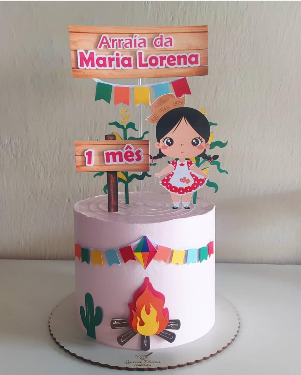 Arquivo de Corte Topo de Bolo Junino Menina Morena - Imagem 2