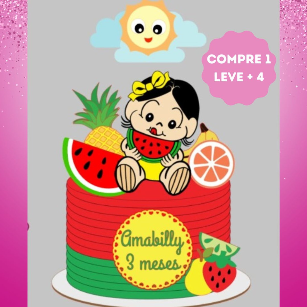 Arquivo de Corte Topo de Bolo Magali com Frutinhas Camadas - Imagem 2