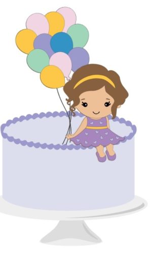 Arquivo de Corte Topo de Bolo Menina Baloes