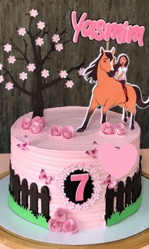 Arquivo de Corte Topo de Bolo Menina Cavalo Spirit Stu e pdf