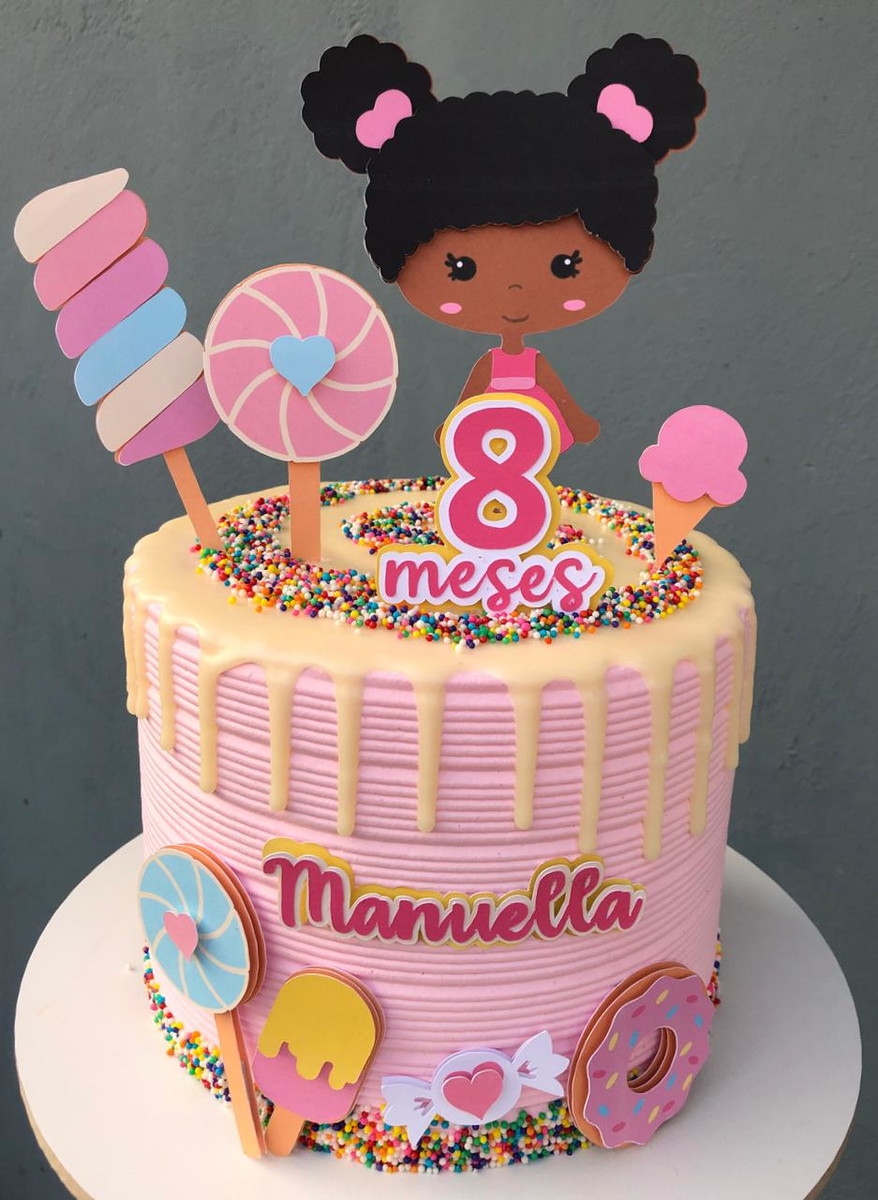 ARQUIVO DE CORTE Topo de Bolo - Menina Doces - Imagem 2