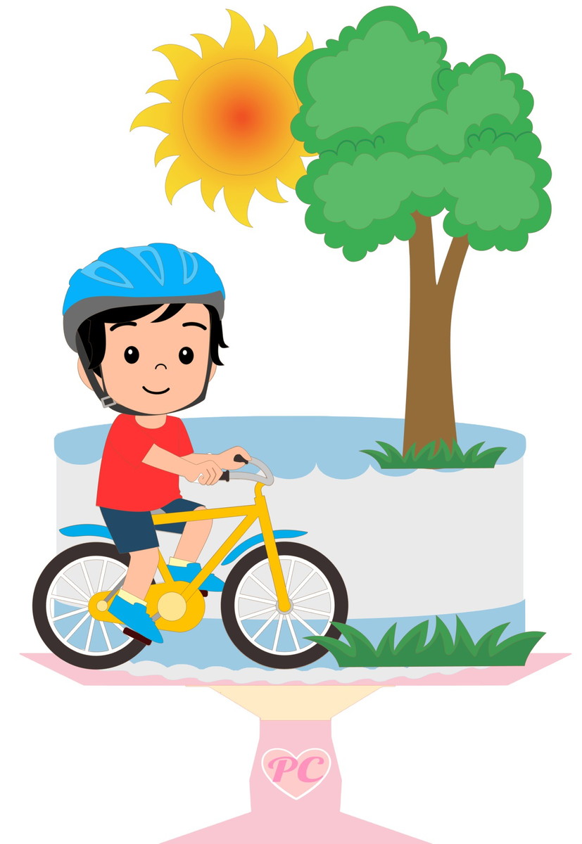 273 - Arquivo de Corte Topo de Bolo Menino com Bicicleta
