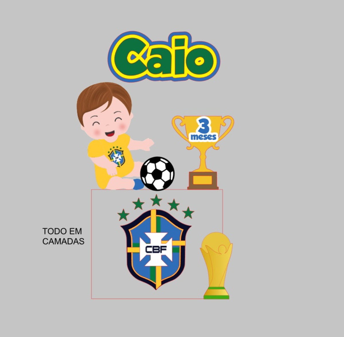 Arquivo de Corte Topo de Bolo Menino Copa Brasil