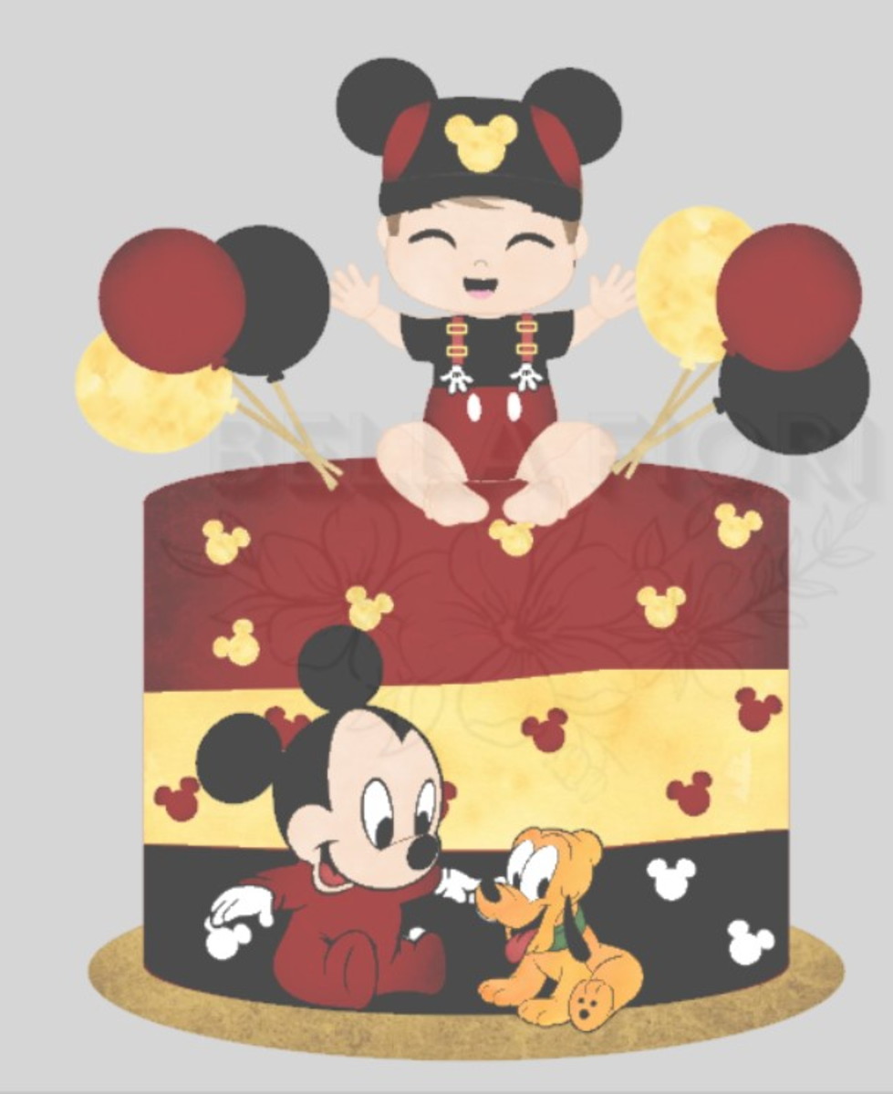 Arquivo de Corte Topo de Bolo Menino e Mickey Baby - Bf