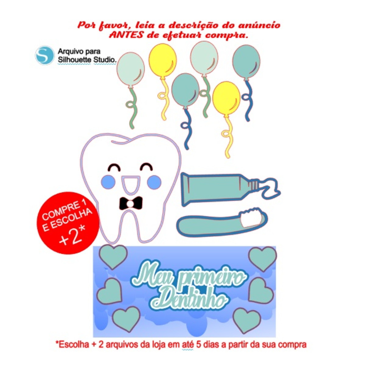 Arquivo de Corte Topo de Bolo Meu Primeiro Dentinho - Menino