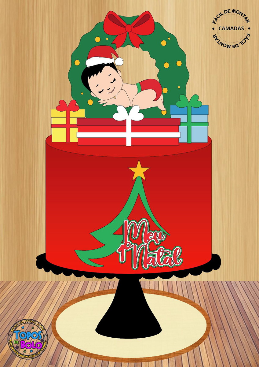Arquivo de Corte Topo de Bolo Meu Primeiro Natal Baby