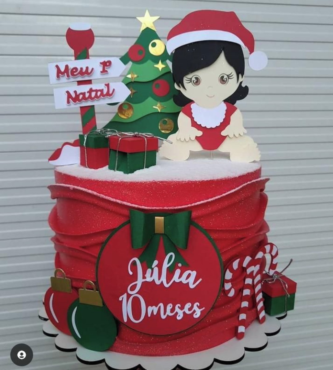 Arquivo de Corte Topo de Bolo Meu Primeiro Natal Menina