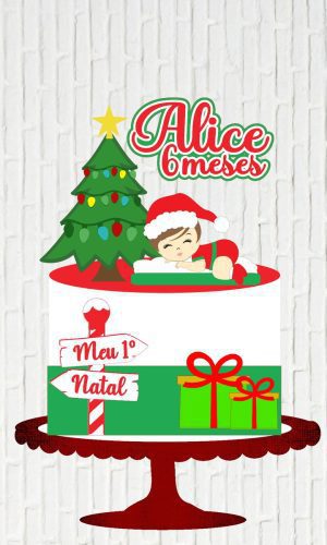 Arquivo de Corte Topo de Bolo Meu Primeiro Natal Menina