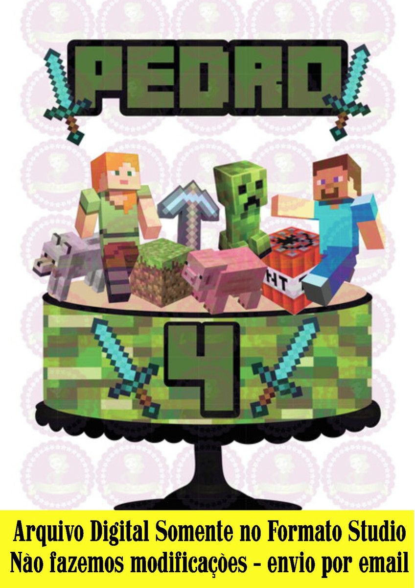 ARQUIVO DE CORTE - TOPO DE BOLO MINECRAFT 002 REF 207