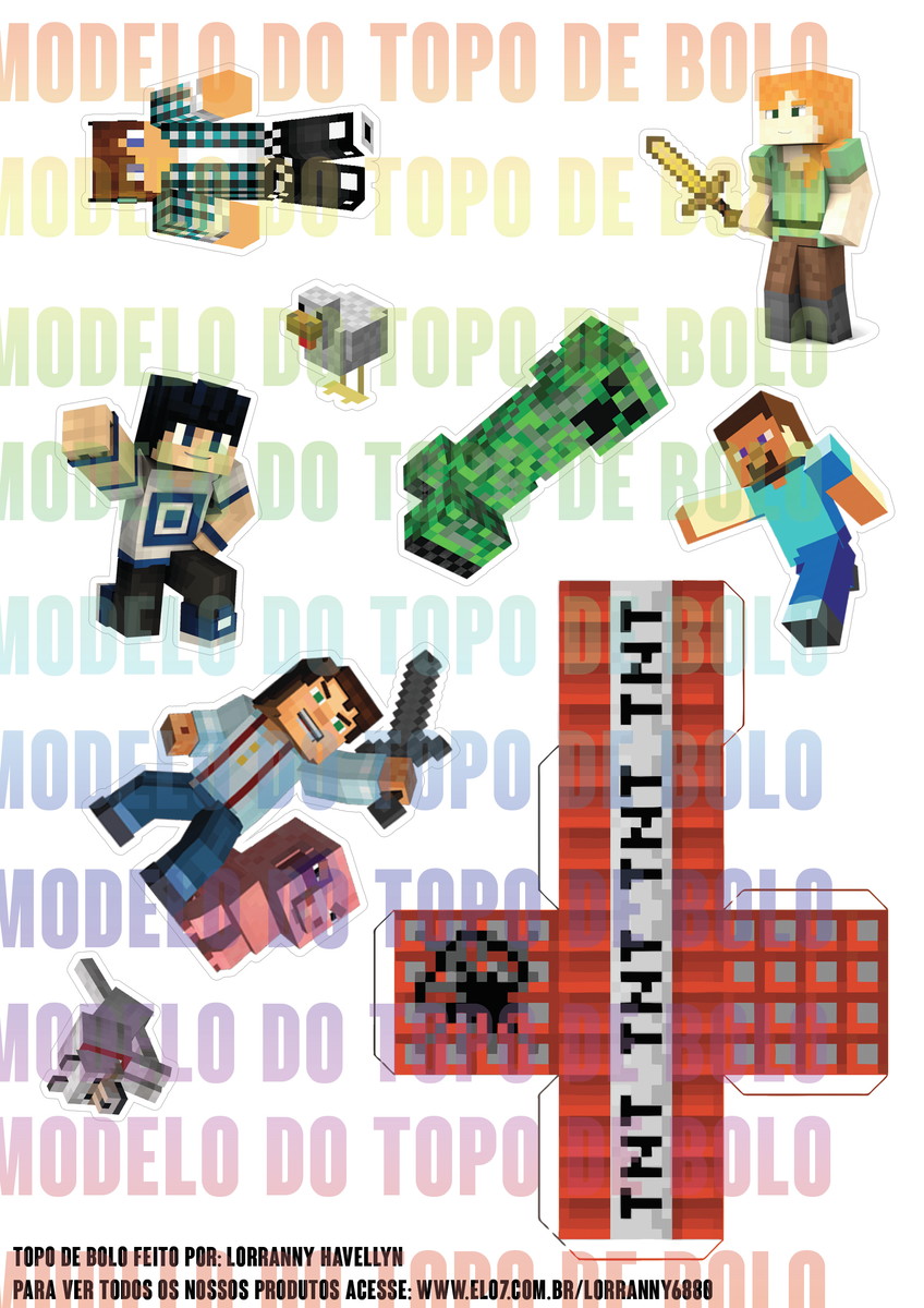 Arquivo Digital Topo de Bolo Minecraft #1 - Imagem 2