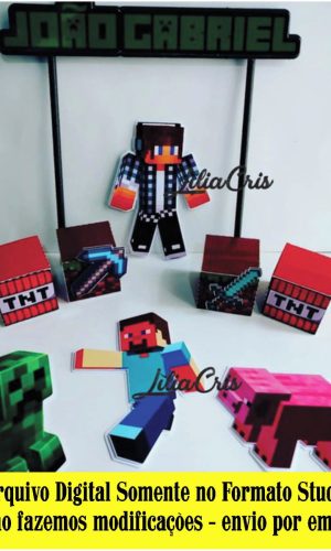 ARQUIVO DE CORTE - TOPO DE BOLO MINECRAFT CX 3D 001 REF 179