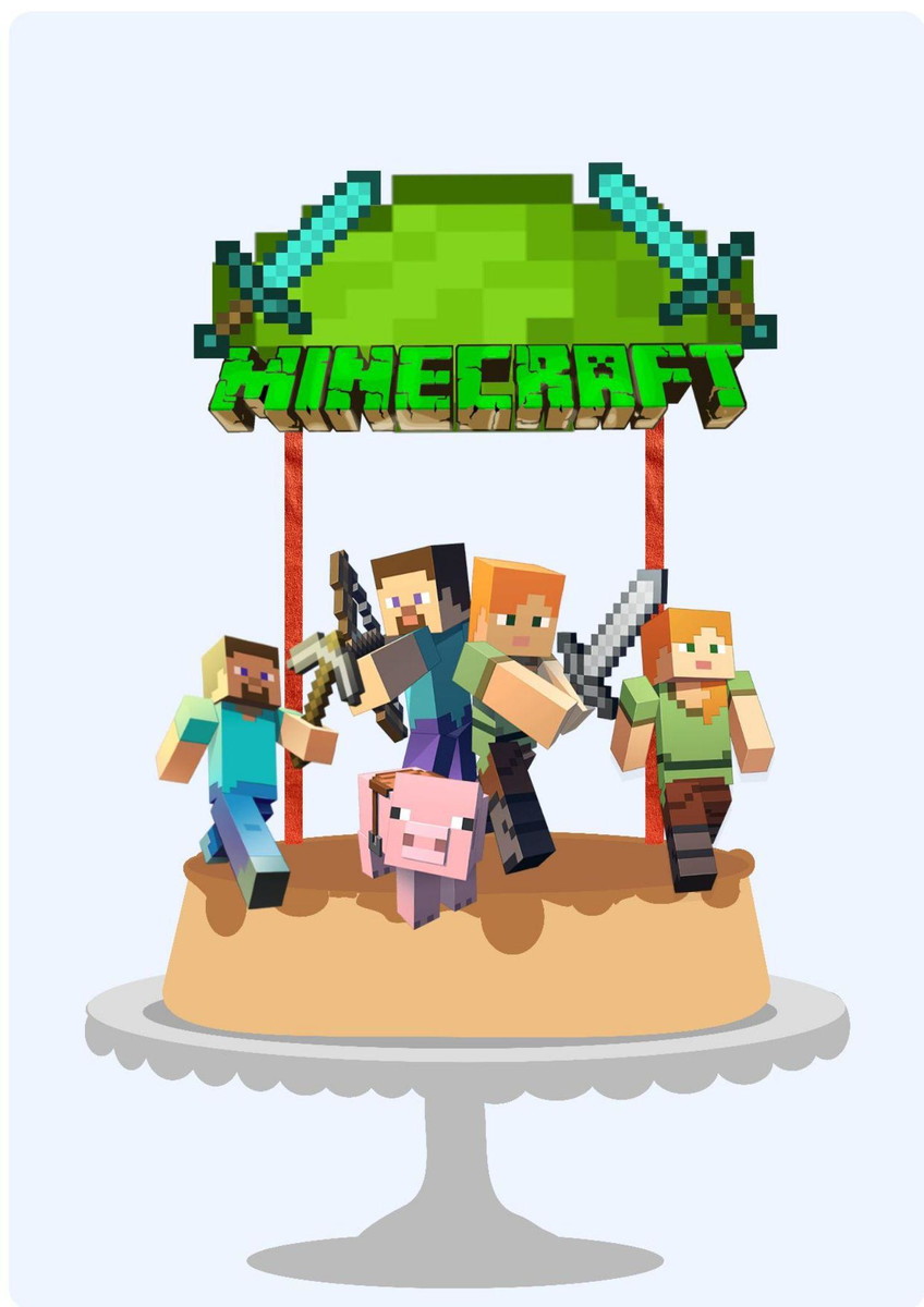 Arquivo de Corte Topo de Bolo Minecraft Pdf/st #3829 - Imagem 2
