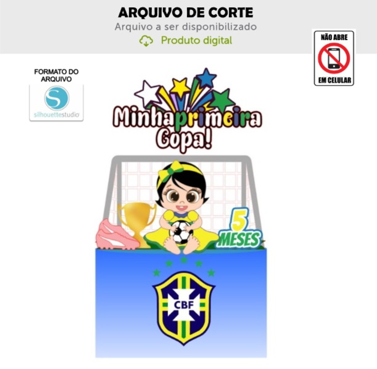 Arquivo de Corte Topo de Bolo Minha Primeira Copa Bebê
