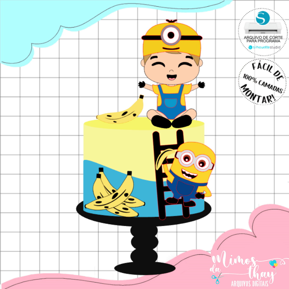 Arquivo de Corte: Topo de Bolo Minions Baby 003