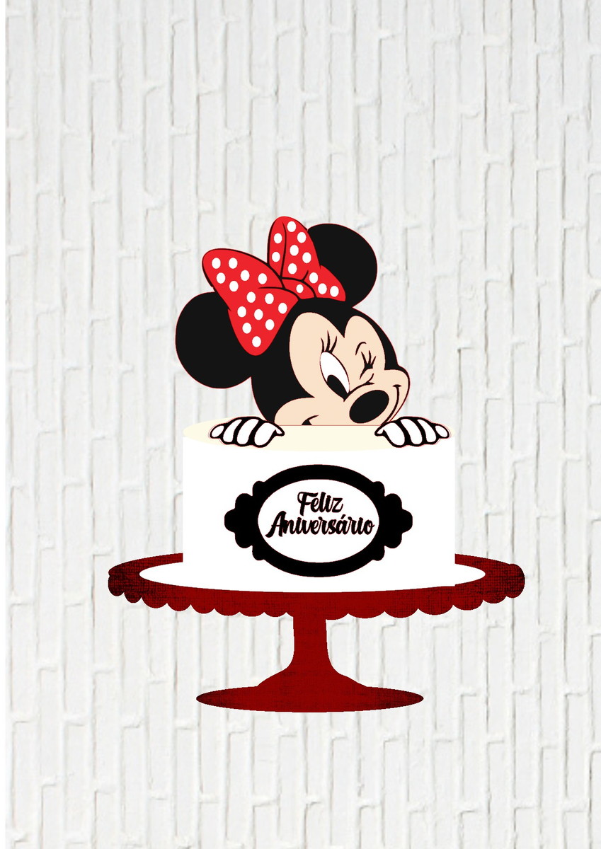 Arquivo de Corte Topo de Bolo Minnie Piscando Camadas