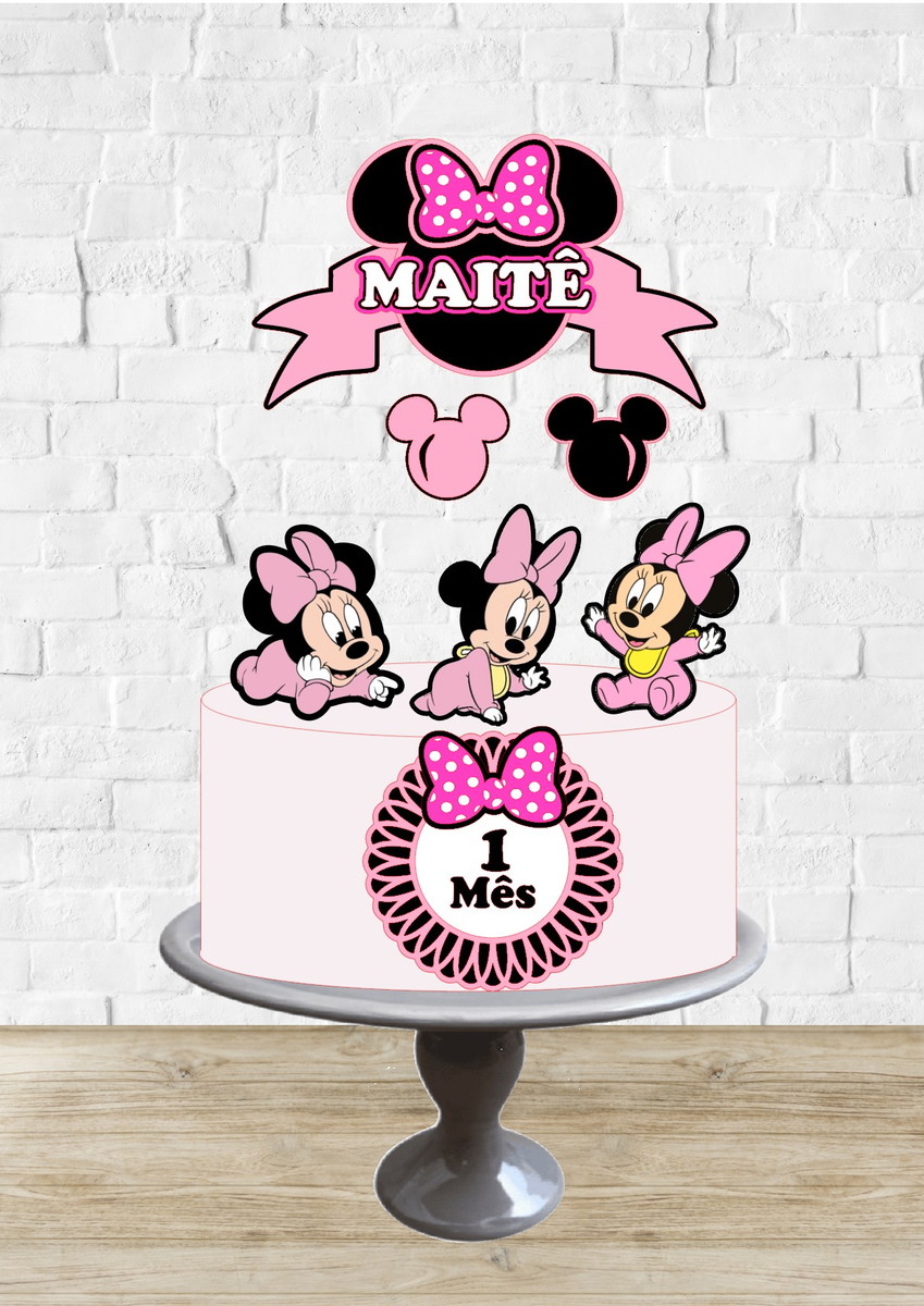 Arquivo de Corte Topo de Bolo Minnie Rosa Bebê