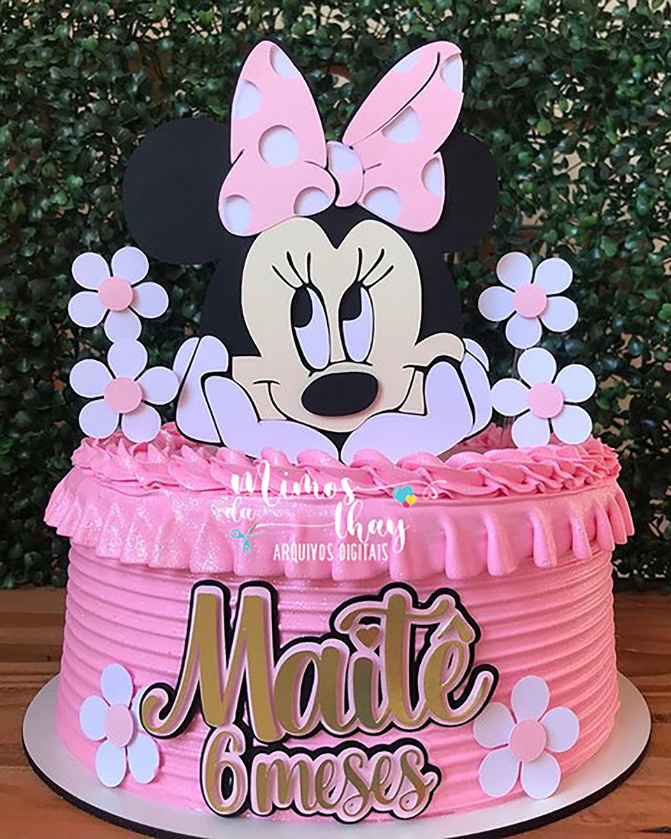 Arquivo de Corte: Topo de Bolo Minnie Rosa Camadas 013