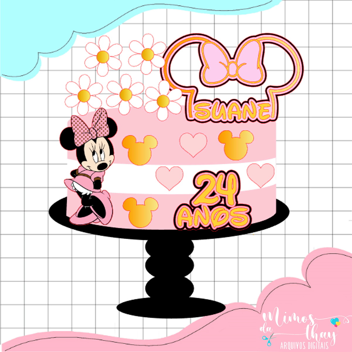 Arquivo de Corte: Topo de Bolo Minnie Rosa Camadas 014