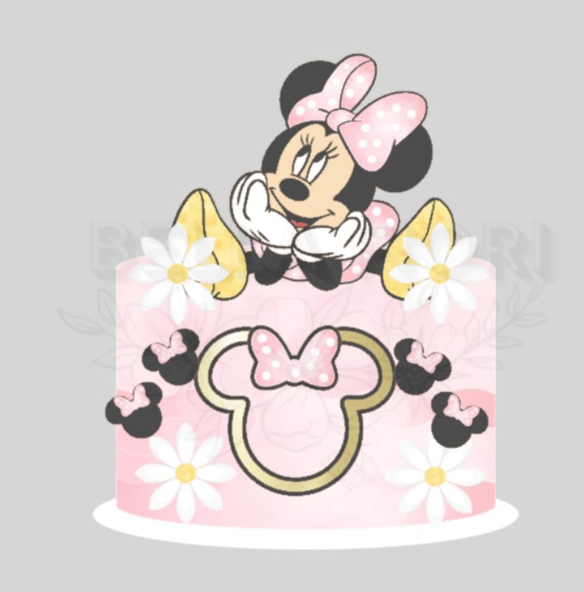 Arquivo de Corte Topo de Bolo Minnie Rosa Camadas 63 - Bf