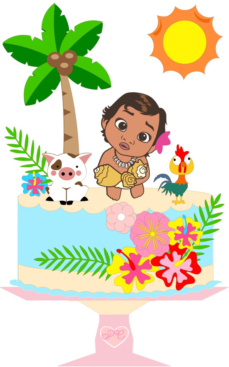 Arquivo de corte topo de bolo Moana baby Camadas 3 Por 9,90