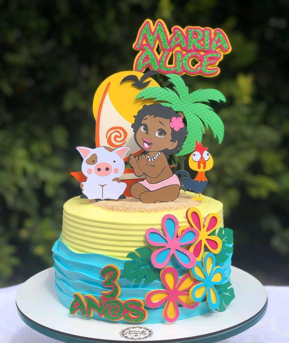 Arquivo de Corte Topo de Bolo Moana Baby em Camadas 306