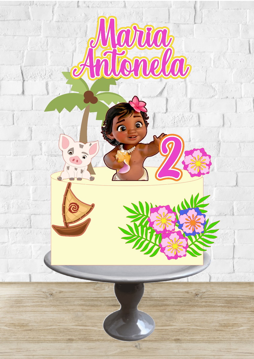 Arquivo de Corte Topo de Bolo Moana Baby Flores
