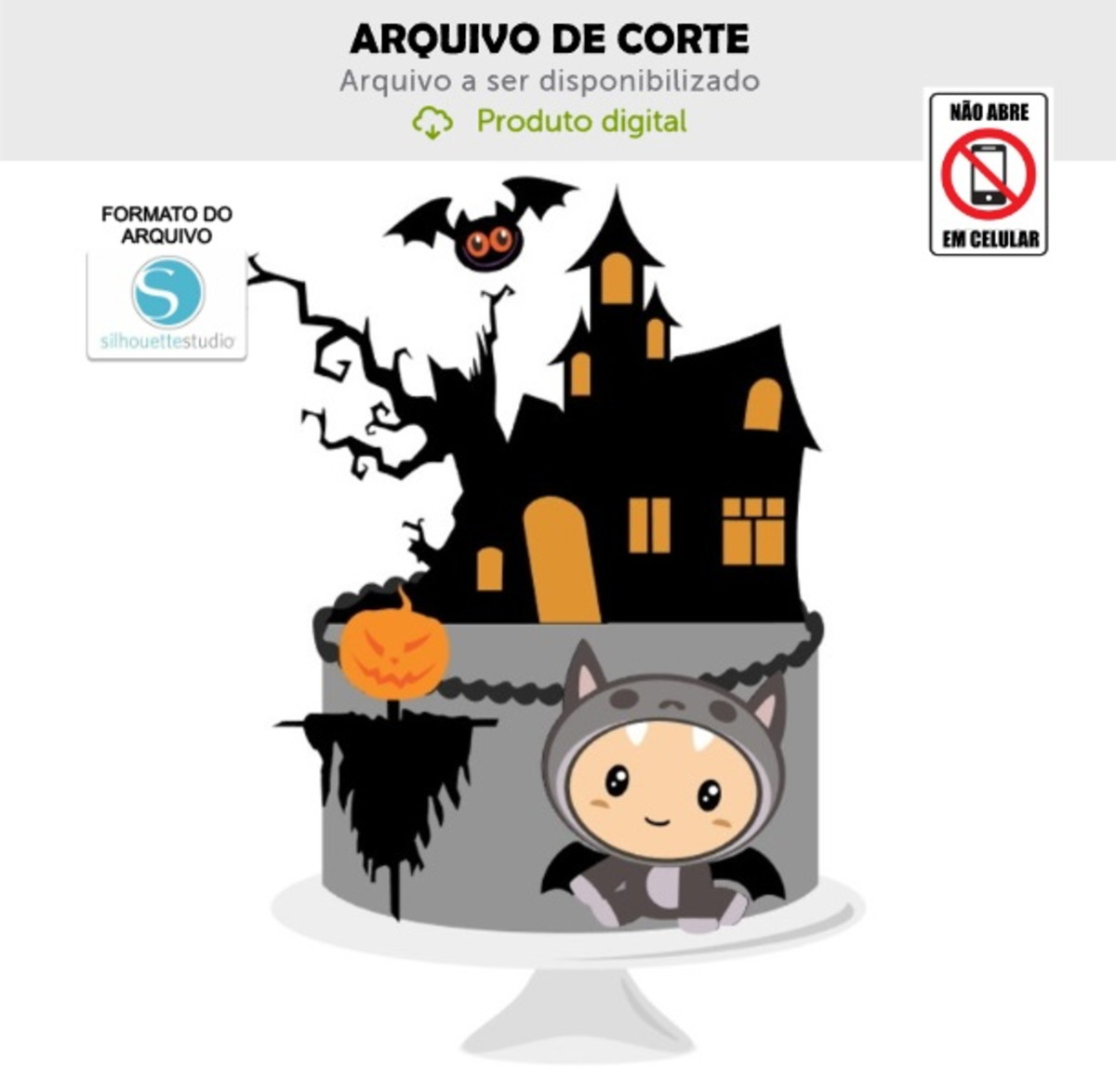 Arquivo de Corte Topo de Bolo Morcego Bebê