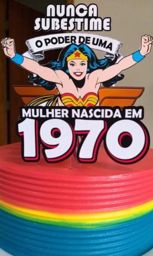 Arquivo de Corte Topo de Bolo Mulher Maravilha 1970 Csv314