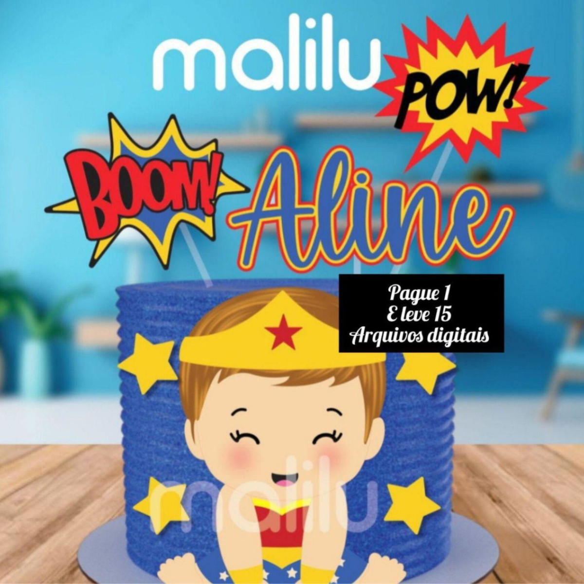 Arquivo de Corte-topo de Bolo Mulher Maravilha Baby
